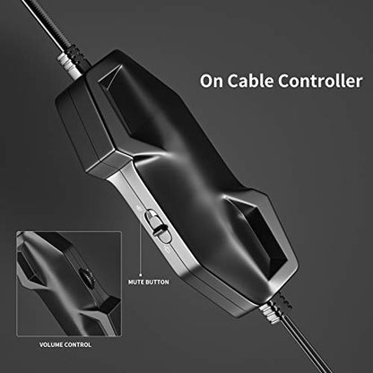 ZIUMIER Wired Camo Gaming Headset for PC, PS5, PS4, Xbox Series X|S | 노이즈 캔슬링 마이크, LED RGB 조명, 50mm 드라이버, 3.5mm 오디오 잭, 소프트 메모리 폼, 멀티 플랫폼 헤드폰 - color: 카모플라주