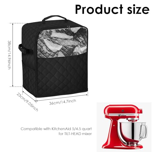 US Stand Mixer Storage Bag Nylon Blender Dust Cover with Removable Slider Cushion Waterproof Blender Storage Bag Lightweight Easy to Use Stand Mixer Dust Cover Suitable for Kitchens(S,black) - size: S