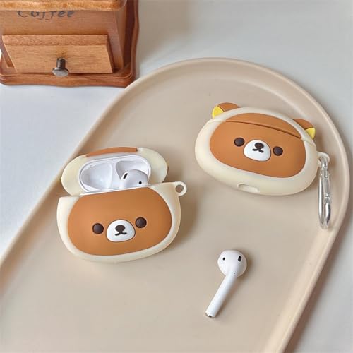Wireless Charging Earphone Case Compatible with Airpods 4, Cute Kawaii Bear Design Soft Silicone Full Body Protective Skin Cover, Kids Girls Women Cartoon Earbuds Accessories - color: Bear, size: Airpods 4
