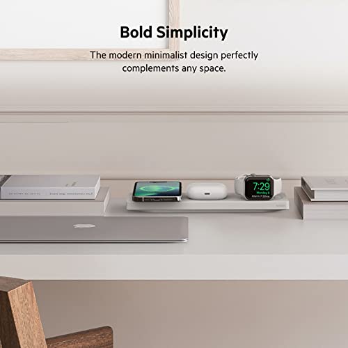Belkin MagSafe 3 in 1 Wireless Charging Pad, Fast Charger (Renewed) | Apple Watch, iPhone 17/16/15/14, AirPods compatible, fast charging, certified refurbished, multi-device, Magnetic - color: White, style: Certified Refurbished