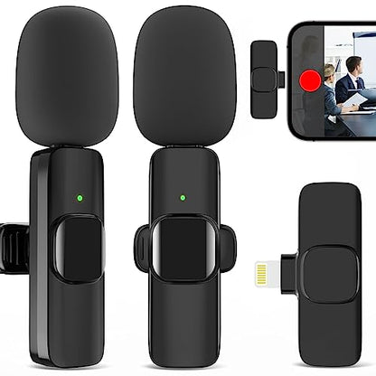 JUDKIOM 2 Pack Wireless Lavalier Microphone, Professional Lapel Mics, Wireless Mic Plug-Play, Lapel Microphone for Video Recording Interview Vlog YouTube TikTok(for iPhone 14 and Below) - style: Lightning