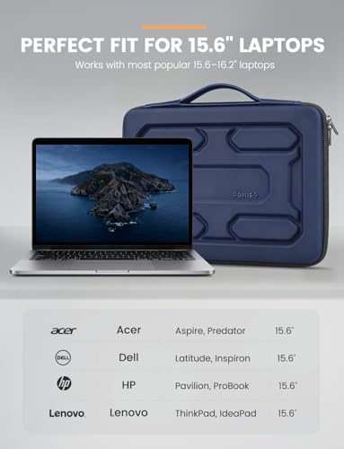 DOMISO 15.6 inch Laptop Sleeve with Handle Shockproof Waterproof EVA Protective Case for 15.6" Yoga 720 IdeaPad 310 320 ThinkPad T570/Legion 5 Gen 6/HP Envy 15/15.6" Notebooks, Dark Blue - color: Dark Blue, size: 15.6 inch