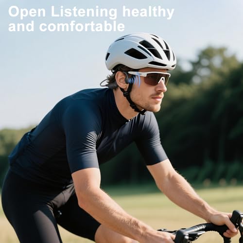 Bone Conduction Headphones, Open Ear Bluetooth 5.4 Headset with Mic | 15H Playback, IPX6 Sweatproof, Lightweight Open-Ear Fit for Running, Cycling, Walking & Outdoor Use (Black) - color: Black