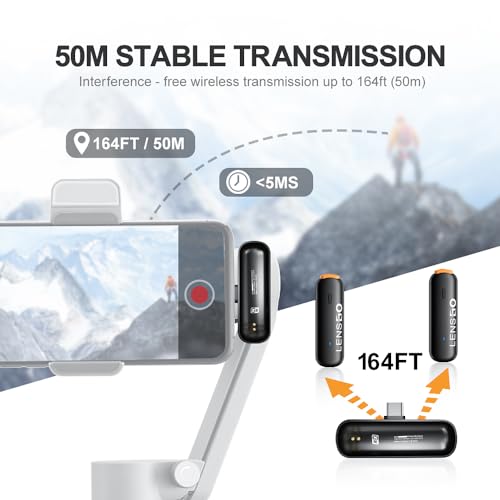 LENSGO Professional Wireless Microphone for iPhone, iPad, Android, Lavalier Microphone for Video Recording with USB-C for Content Creators
