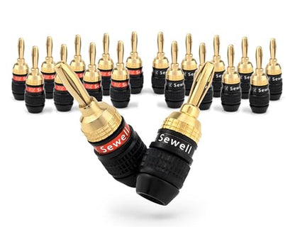 Sewell Deadbolt® Banana Plugs, 10-Pairs, Gold Plated Speaker Plugs | Quick Connect, Tool-Free, SW-29863-10 - size: 10 Pairs, style: Deadbolt Banana Plugs