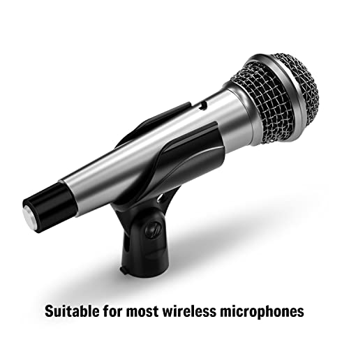 Moukey Microphone Mic Clip Holder for Mic Stand with 5/8" Male to 3/8" Female Adapter, 2-Pack