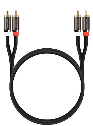 FosPower 2 RCA M/M Stereo Audio Cable [24K Gold Plated | Copper Core] 2RCA Male to 2RCA Male [Left/Right] Premium Sound Quality Plug - 10ft | 2RCA Male to 2RCA Male M/M Stereo Audio Cable, 24K Gold Plated, Copper Core, Left/Right Premium Sound Quality, 10