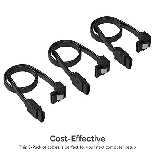 SABRENT SATA III (6 Gbit/s) Right Angle Data Cable with Locking Latch + SATA III (6 Gbit/s) Straight Data Cable with Locking Latch for HDD