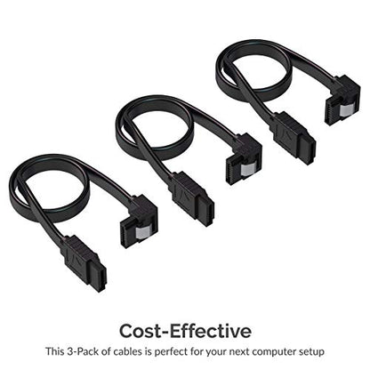 SABRENT SATA III (6 Gbit/s) Right Angle Data Cable with Locking Latch + SATA III (6 Gbit/s) Straight Data Cable with Locking Latch for HDD