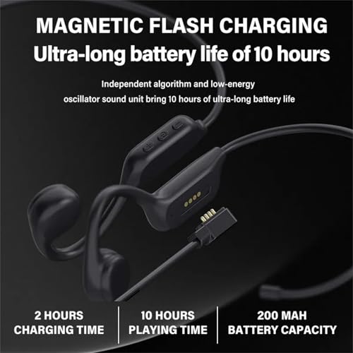 Bone Conduction Headphones IPX8 Waterproof 32GB Bluetooth 5.3 Wireless Headset with Microphone for Swim (Black) - color: Black