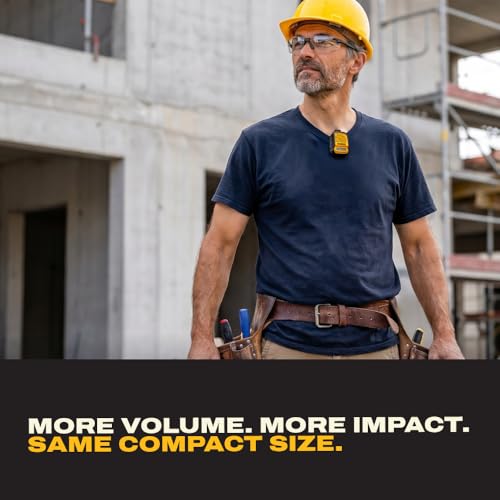 DEWALT Heavy Duty Wearable Bluetooth Speaker Pro Max (New Model) Jobsite Clip-On Mini Speaker w/LED Work Light, IP56 Water Resistant, 12H Runtime, Built-in Mic & Multi-Speaker Link - color: New