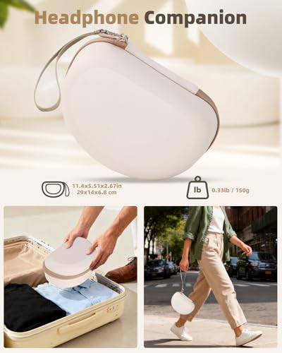 Hard Case for Beats Solo 4/Solo 3/Studio Pro/Studio3 On-Ear Headphones | Universal Portable Travel Organizer Bag, with Honeycomb Lid Protection - color: Beige