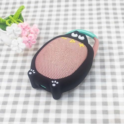 Soft Silicone Case for JBL CLIP5 Bluetooth Speaker Protective Cover Anti-Slip and Anti-Fall Fun Design with Paw Prints & Eyes Solid-Color Protector Sleeve (Black) - color: Black