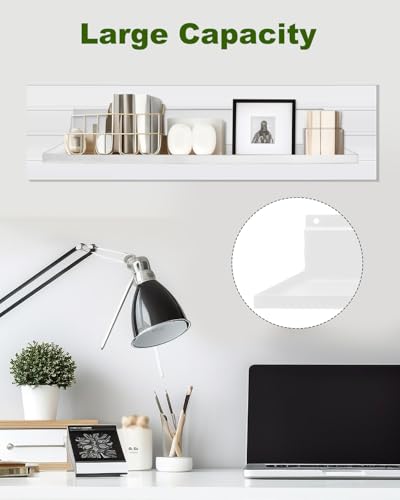8 Pack 17 x 8 Inch Slatwall Shelves, White | Space Saving Heavy Duty Metal Display Shelves, Slat Wall Shelf Accessories for Garage, Retail, Home & Commercial Use - style: 8 Pack White