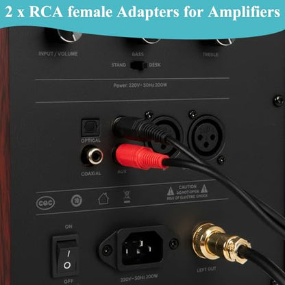 6.35mm to RCA Cable 1/4 Male to Dual RCA Female Splitter Stereo Audio Y Adapter Cord Quarter Inch Mono TS to 2 RCA Female Jack Plug Interconnect for Amplifier Mixer Speaker Home Theater (8 Inch)