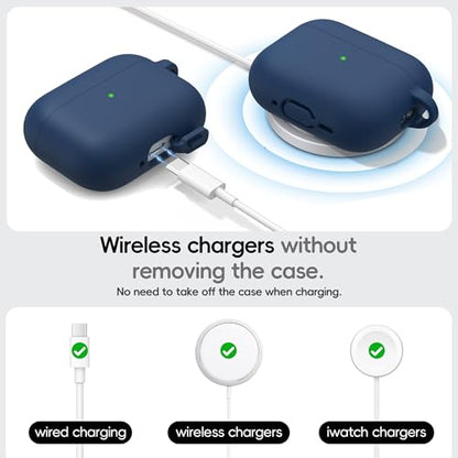 RFUNGUANGO Silicone Protective Case for AirPods Pro 3, Midnight Blue - color: Pro 3‑SIL‑Midnight Blue