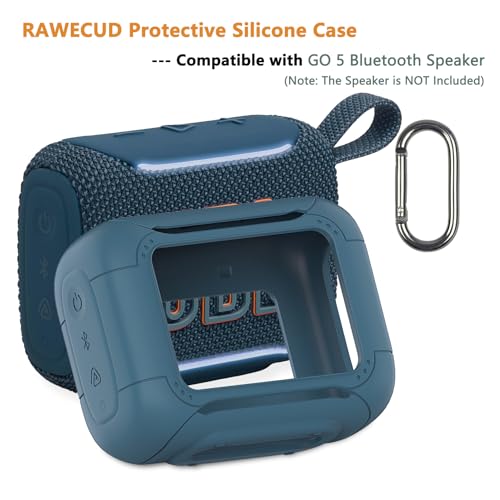 Silicone Cover Case for JBL Go 5 Portable Bluetooth Speaker | Protective Case for Go 5 Speaker, Shockproof Drop-Protection Cover with Carabiner (Blue) - color: Blue