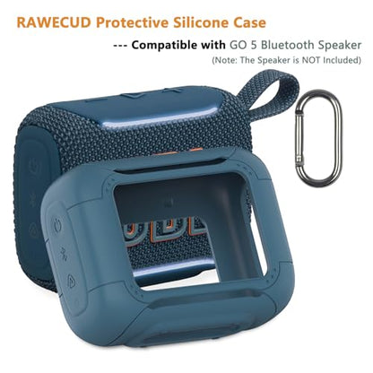 Silicone Cover Case for JBL Go 5 Portable Bluetooth Speaker | Protective Case for Go 5 Speaker, Shockproof Drop-Protection Cover with Carabiner (Blue) - color: Blue