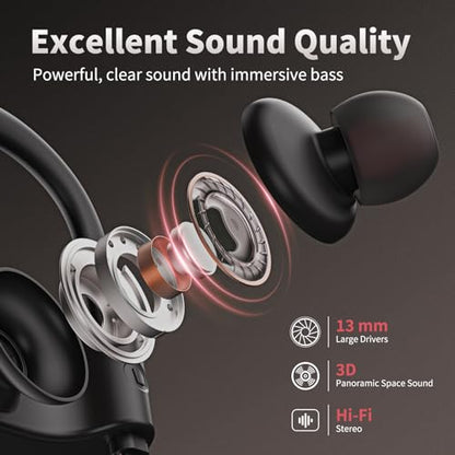 JOYWISE Wireless Bluetooth 5.3 Wireless Headphones with 16Hrs Long Playtime Stereo IPX7 Waterproof in-Ear Earphones, Noise Cancelling Headphones for Running, Black&Pink - color: Pink