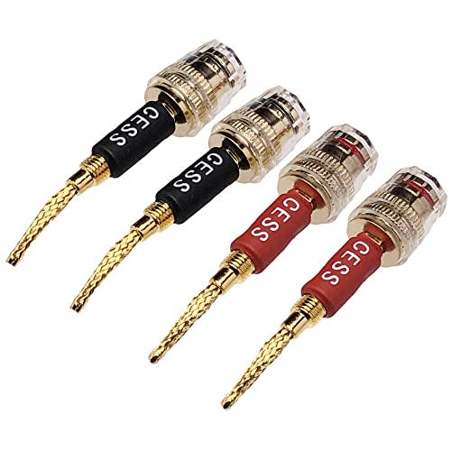 CNCESS CESS-220 Pin Banana Plug to 4mm Female Banana Jack/Speaker Wire, 4 Pack (Braided-Type to 4mm) - style: Braided-type to 4mm