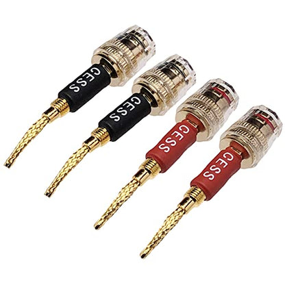 CNCESS CESS-220 Pin Banana Plug to 4mm Female Banana Jack/Speaker Wire, 4 Pack (Braided-Type to 4mm) - style: Braided-type to 4mm