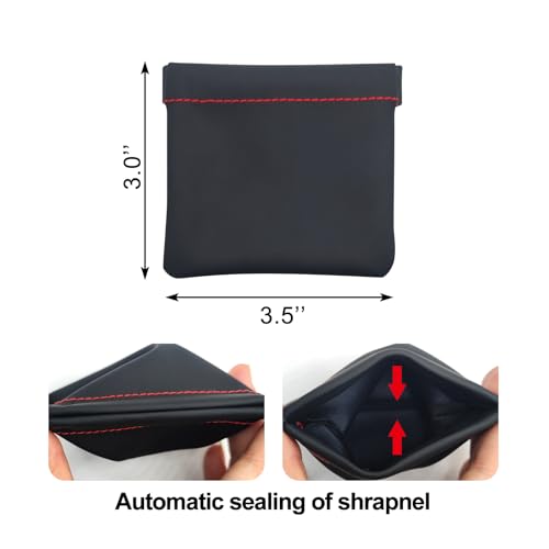 Quacc 3 PCS Earphone Pouch, PU Leather Headphone Storage Bag | Portable Earbud Pouch, Soft, Elastic Snap Spring Pouch for Storing Earphones, Coins, Keys, USB Flash Drives, Jewellery
