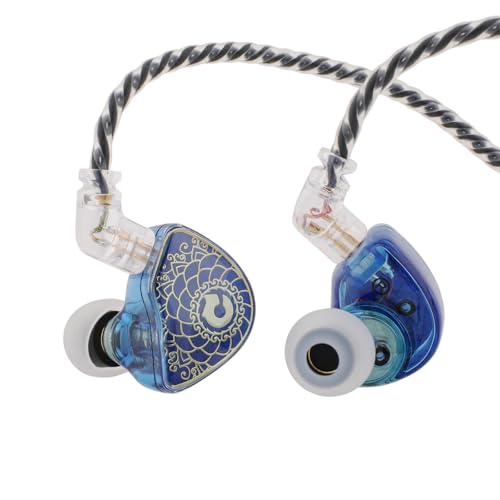 Linsoul TANGZU Wan’er S.G HiFi 10mm Dynamic Driver PET Diaphragm in-Ear Earphone with Ergonomic Shape, Detachable Recessed 2Pin OFC Braided Cable for Audiophile Musician DJ Stage(Blue, with Mic)