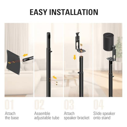 Mounting Dream Speaker Stand for Sonos Era 100, One, One SL, Play:1, Height Adjustable 32.5"- 42", Single Surround Sound Speaker Stand with Cable Management, 13.2 LBS Loading MD5411 - size: Single,For Sonos Era 100 Speaker