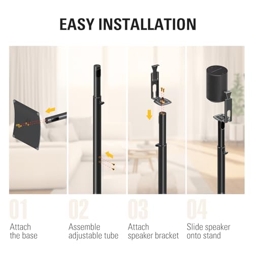 Mounting Dream Speaker Stands for Sonos Era 100, One, One SL, Play:1, Height Adjustable Up to 42", Set of 2 Surround Sound Speaker Stand with Cable Management, 13.2 LBS Loading MD5412 - size: Pair,For Sonos Era 100 Speaker
