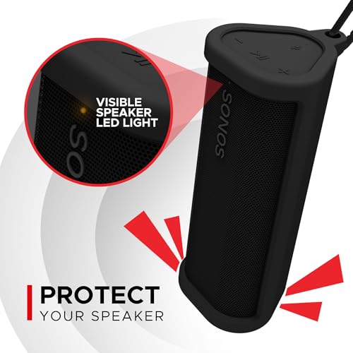 Heavy Duty Protective Carrying Case for Sonos Roam 2 | Black | Compatible with Sonos Roam, Roam 2 & Roam SL | Includes Bluetooth Button | Protect Your Wireless Speaker | Cover / Sleeve - color: Black