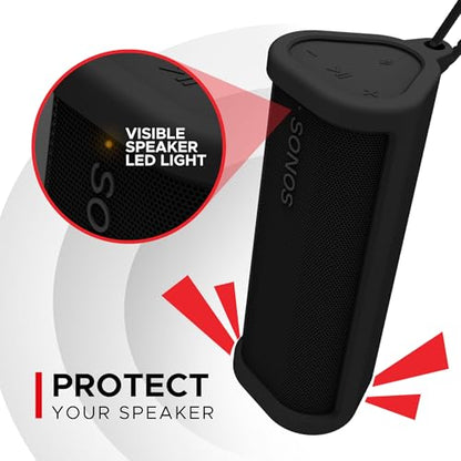 Heavy Duty Protective Carrying Case for Sonos Roam 2 | Black | Compatible with Sonos Roam, Roam 2 & Roam SL | Includes Bluetooth Button | Protect Your Wireless Speaker | Cover / Sleeve - color: Black
