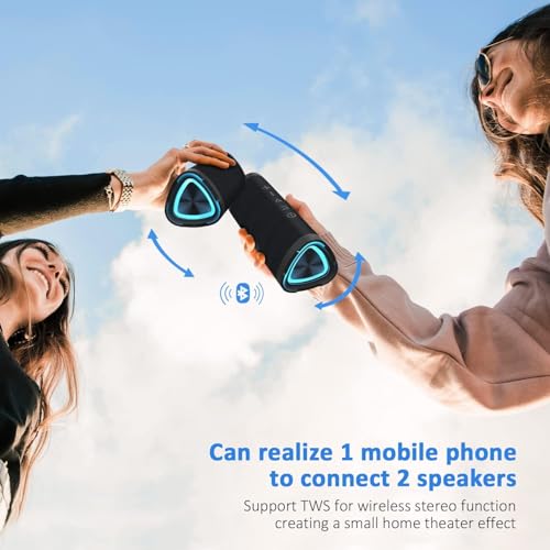 Vanzon Bluetooth Speaker, V40 Wireless Portable Bluetooth Speaker | IPX7 Waterproof, 24W HiFi Stereo Sound,24H Playtime, LED Lights and TWS Dual Pairing, Suitable for Travel,Home & Outdoors - color: Charcoal