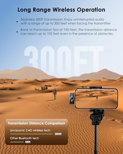 Wireless Lavalier Microphone for iPhone/Android, Lapel Mics with USB-C Plug-Play, Mini Mic with 2.4GHz Noise Cancellation, Charging Case Included, 300ft Range (Lightning)