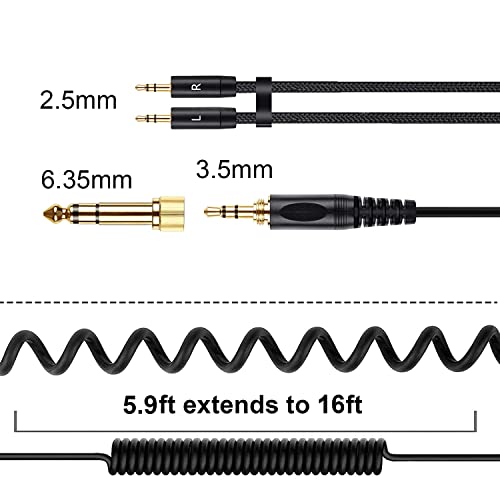 HE400i Replacement Cable, Compatible with Hifiman HE400S, HE-400i(2.5mm Plug Version), HE560, HE-350, HE1000, HE1000 V2 Headphone, 5.9Ft to 16Ft (Dual 2.5mm Plugs)