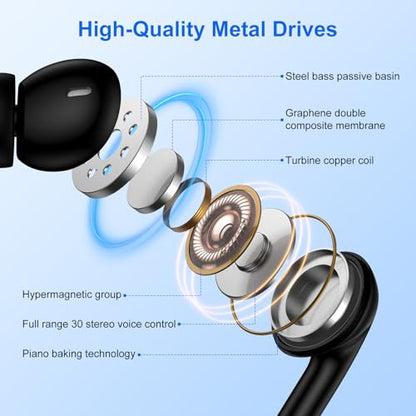 USB C Headphones with Mic HiFi Stereo Earphone for Samsung Galaxy S26 Ultra | USB C EarBuds Noise Cancelling Nylon Braided Wired Ear buds for iPhone 17 16 Pixel 10a 10 9 Pro XL Samsung S26 S25 FE A17 A16 - color: Black