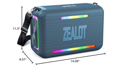 ZEALOT Bluetooth Speaker, 120W RMS 150W Peak Loud Wireless Speakers IPX6 Waterproof Bluetooth Subwoofer Speaker with LED Light, Custom EQ, 40H Playtime, Portable Speakers for Outdoor, Party - color: Blue