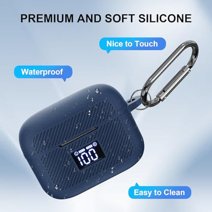Compatible with TOZO T20 Case Cover, Soft Silicone Skin Case with Keychain, Shock Absorbing and Anti-Drop Protective Case with LED Power Display for Men and Women [Front LED Visible] Dark Blue - color: Dark Blue