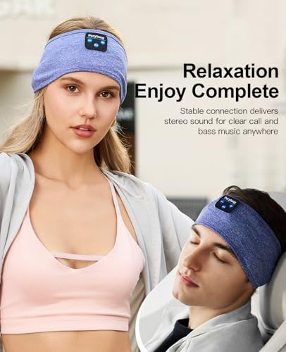 Perytong Sleep Headphones Wireless, Bluetooth Sports Headband Headphones with Ultra-Thin HD Stereo Speakers Perfect for Sleeping,Workout,Jogging,Yoga,Insomnia, Air Travel, Meditation (SkyBlue) - color: SkyBlue