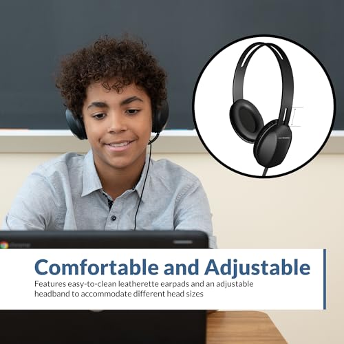 Cyber Acoustics Lightweight 3.5mm Headphones - Great for use with Cell Phones, Tablets, Laptops, PCs, Macs (ACM-4004) (Pack of 2) - size: 1 Unit (Pack of 2)