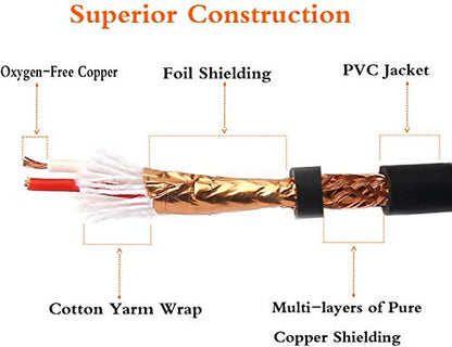 XLR Female to 1/4 Inch (6.35mm) TRS Jack Lead Balanced Signal Interconnect Cable XLR to Quarter inch Patch Cable - 10 Feet