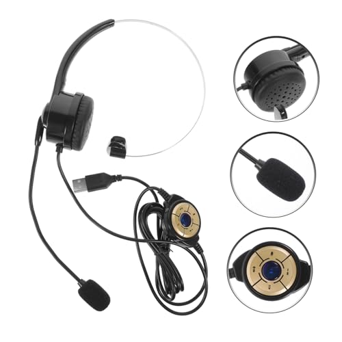 LABRIMP USB Computer Earphone with Microphone Noise Cancelling Gaming Headset Comfortable Single Ear Courses Skype Chats and Call Centers