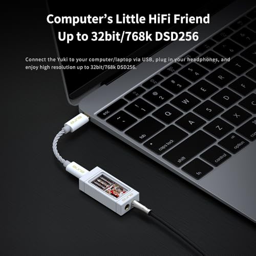 aune Yuki Portable DAC with Headphone Amp,Completely Separate DAC and AMP Ceramic Substrate Structure,32bit/768k DSD256 USB C Dongle with 3.5mm 4.4mm Output High-Res Lossless for Smartphone PC Laptops