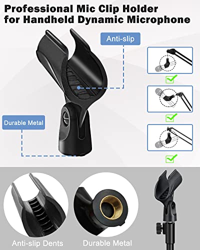 Desktop Mic Stand Portable Foldable Tripod with Mic Clip Holder and 5/8" Male to 3/8" Female Screw Adjustable Microphone Stand. - size: 1 Pack