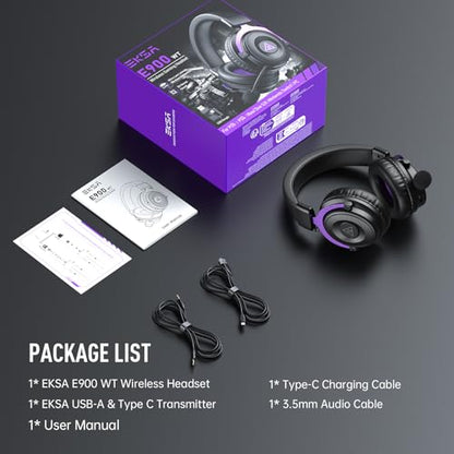 EKSA E900WT Wireless Gaming Headset with Microphone for PC Ps5 Ps4 - color: Purple