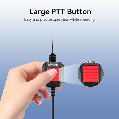 Retevis RT48 Walkie Talkie Earpiece with Mic,IP66 Waterproof | Compatible with RT29G/RT29S/RT47/RT47V, Ailunce HD1/HD2/HA1G, Motorola EX500 Walkie-talkies, 2 Way Radio Earpiec(4 Pack)