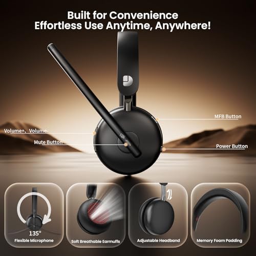 Dytole Wireless Headset with mic for Work