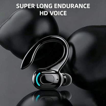 Wireless Headset Business Headphones,Waterproof Hanging Single Ear Earbuds,Mono Wireless Headset Noise Cancelling Sports Wireless Earpiece with Mic for Smart Phones (Black) - color: Black