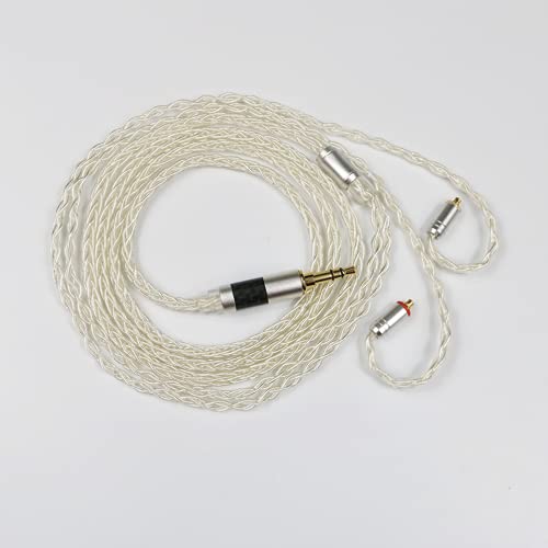 MMCX 3.5MM Upgrade Earphone Cable 8Core Silver Plated Copper Upgrade Detachable Earphone Wire for Shure 846 535 Tin Audio T2 Plus P1 (3.5MM, MMCX)