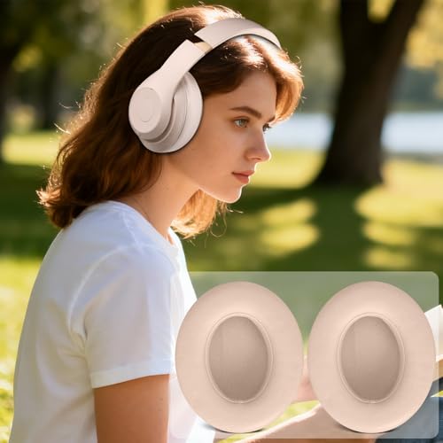 Replacement Ear Pads Cushions for Beats Studio 2 & Studio 3 Wired & Wireless Headphones, Earpads with Soft Protein Leather, Noise Isolation Memory Foam, Added Thickness - Sand - color: Sand Dune