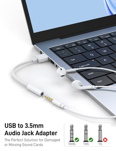USB to 3.5mm Audio Jack Adapter, Audio Aux Cable External Stereo Sound Card, USB to 3.5mm TRRS Female Headset for PS5 PS4 Headphone PC Laptop Linux Desktops and More Device - size: 1 Pack